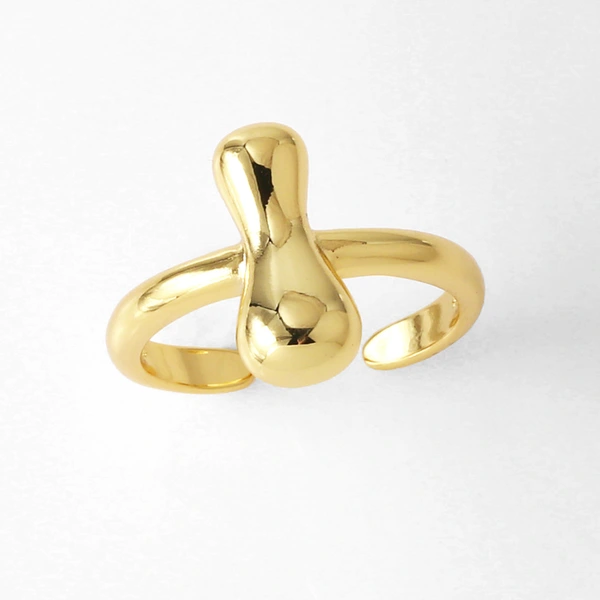 AS jewelry smooth 26 English letters ring female copper plated real gold open ring rih04