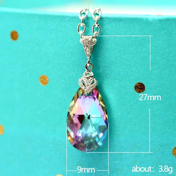 European and American new jewelry set women's colorful crystal glass pendant necklace teardrop earrings wholesale