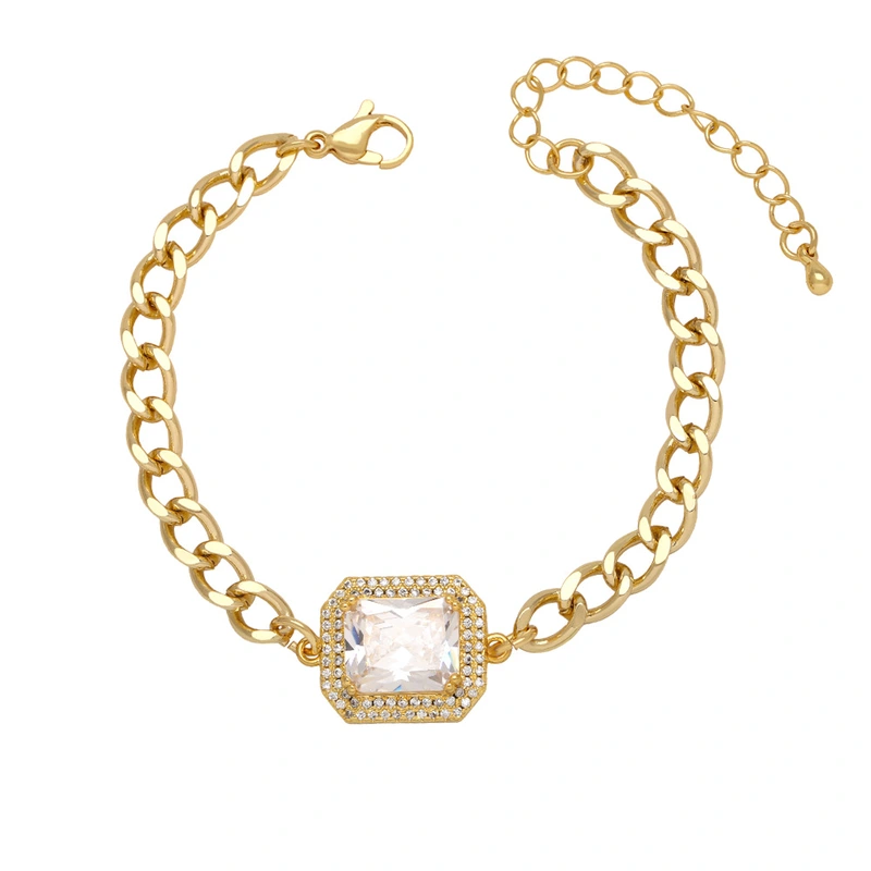 Clearance hot sale inlaid colored zircon bracelet women's versatile copper plated real gold hand jewelry brd25