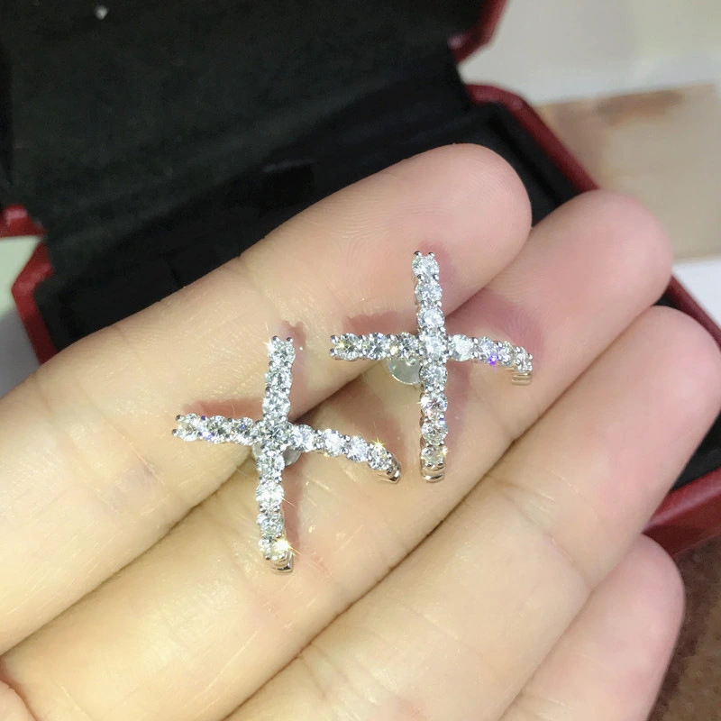  Cross X-shaped earrings for women, new trendy earrings, stylish design, high-end fashion earrings