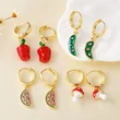AS jewelry hot selling copper plated 18k gold fruit and vegetable watermelon earrings earrings female erw44