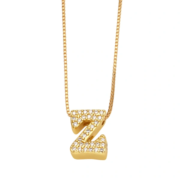 AS jewelry new arrival 26 English letters necklace gold-plated zircon inlaid hip-hop clavicle chain nkw61