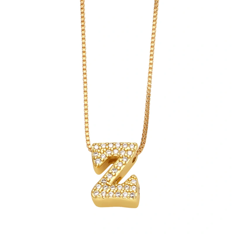 AS jewelry new arrival 26 English letters necklace gold-plated zircon inlaid hip-hop clavicle chain nkw61