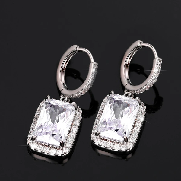 Internet celebrity live broadcast hot earrings eight hearts and eight arrows princess square diamond earrings high-end light luxury style earrings for women