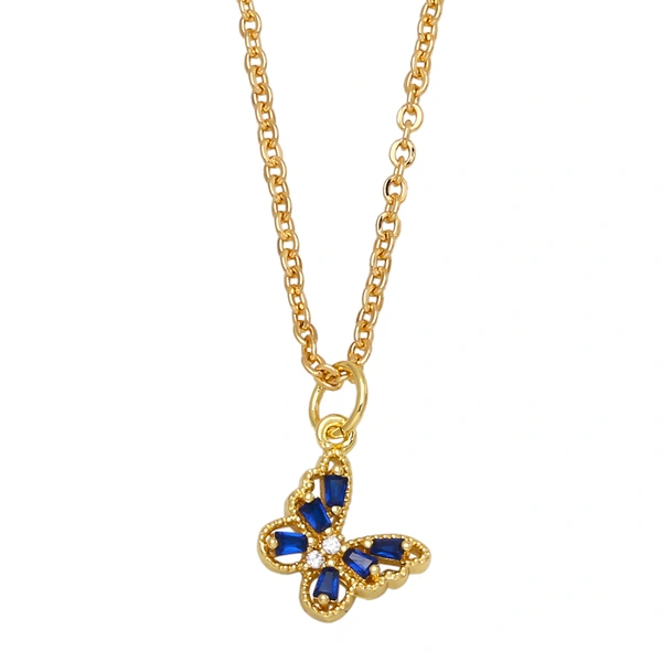 Clearance European and American colored zircon butterfly necklace female niche cold style personality clavicle chain nkb283