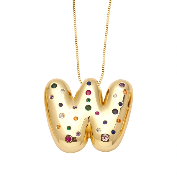 AS jewelry 26 English letters necklace gold-plated inlaid colored zircon clavicle chain nkb070