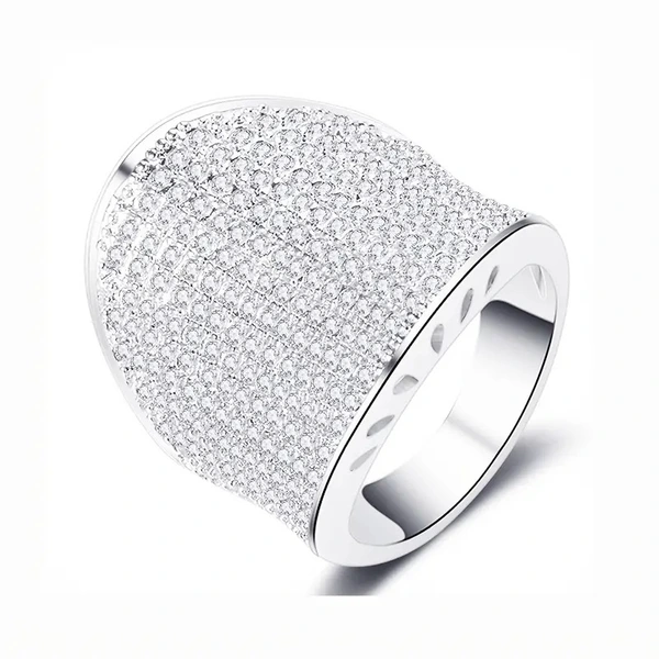  Wholesale hot selling half circle diamond single ring for women exaggerated fashion personality design jewelry popular niche style