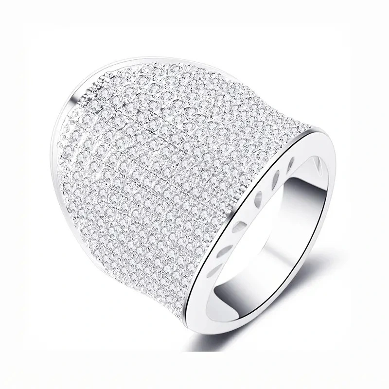  Wholesale hot selling half circle diamond single ring for women exaggerated fashion personality design jewelry popular niche style