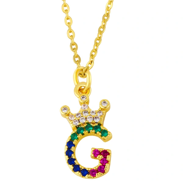 AS jewelry European and American new products diamond necklace 26 English letters crown surname couple pendant nkt03