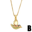 Hot selling micro-inlaid colored zircon animal necklace European and American style niche golden bird pendant nkb301