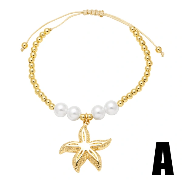 AS jewelry Europe and the United States hot selling pearl bracelet female gold-plated zircon starfish moon pendant bracelet brf67