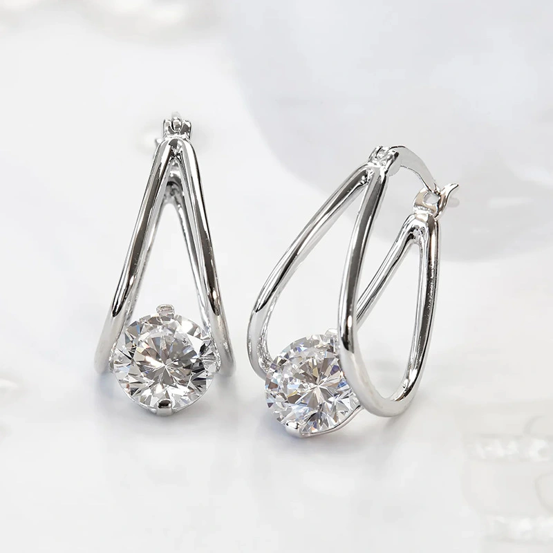 New Korean style temperament earrings high-end herringbone U-shaped earrings European and American ladies earrings