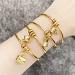 European and American cross-fashion simple water cup bracelet niche design copper plated 18k gold pendant telescopic bracelet brm05