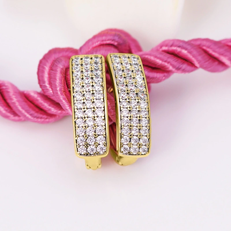  New European and American hot-selling retro temperament earrings, high-end gold earrings, three rows of densely inlaid daily earrings