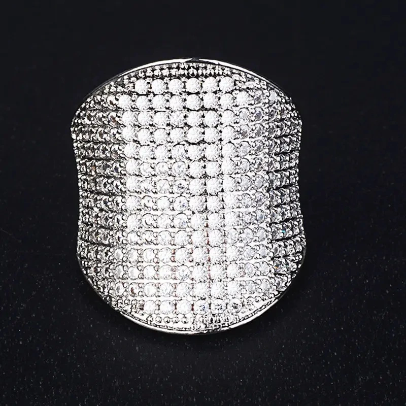  Wholesale hot selling half circle diamond single ring for women exaggerated fashion personality design jewelry popular niche style
