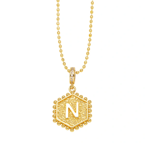 AS jewelry European and American hexagonal heart 26 English letters necklace clavicle necklace nkb296 necklace