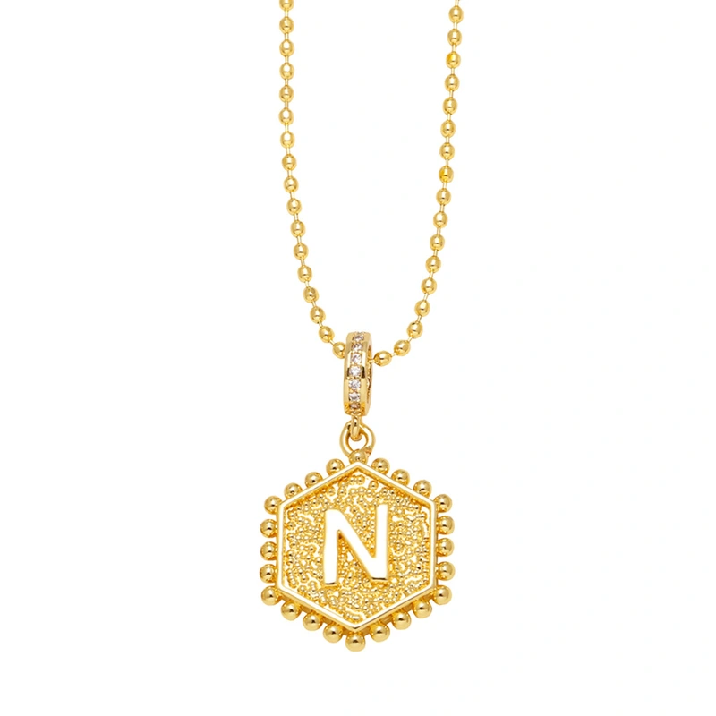 AS jewelry European and American hexagonal heart 26 English letters necklace clavicle necklace nkb296 necklace