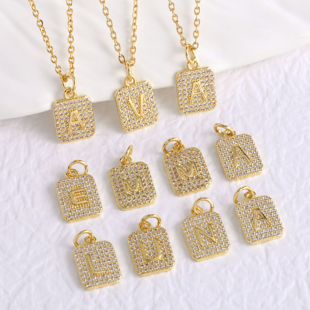 AS jewelry cube full zirconium 26 English letters necklace clavicle chain nkv76 necklace