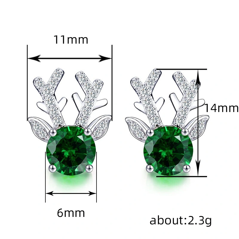  Design animal inlaid zircon earrings for women Christmas fashion earrings cute antlers new style earrings