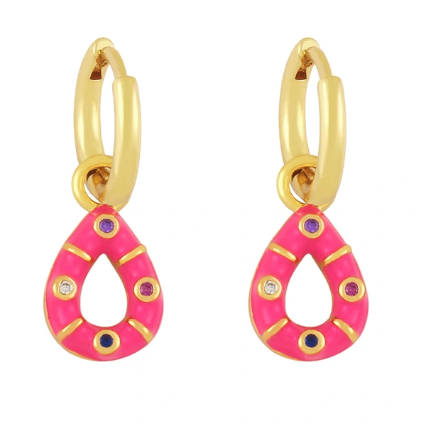 Clearance teardrop-shaped oil-drop zircon earrings simple and versatile candy-colored earrings sweet earrings for women erx98