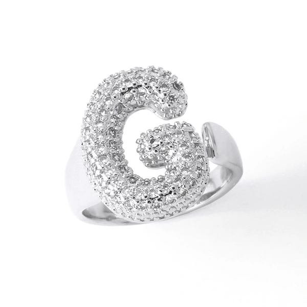 Jewelry Europe and the United States hot selling 26 English letter ring gold-plated full zircon fat letter ring rih91