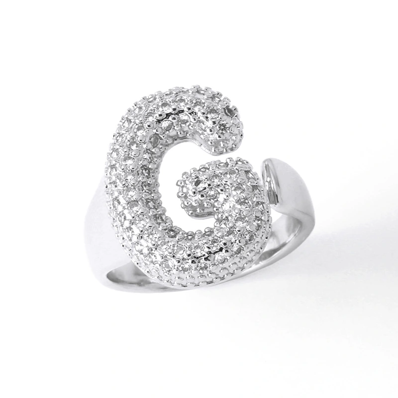 Jewelry Europe and the United States hot selling 26 English letter ring gold-plated full zircon fat letter ring rih91