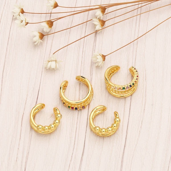 Clearance sale European and American trendy cool ear clips for women simple geometric colored zircon earrings without pierced ears ear bone rings era185