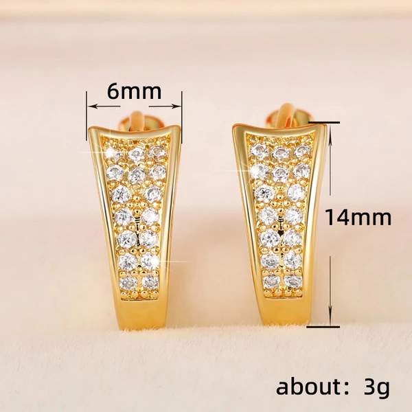 Micro-inlaid zircon small ear clips exquisite niche unique design earrings fashionable temperament hollow earrings