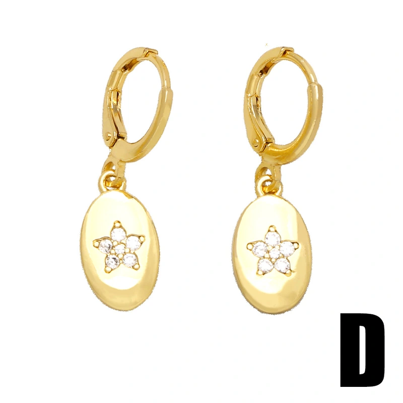 European and American simple niche design high-end metal 18k gold earrings with diamond star geometric earrings female eru03