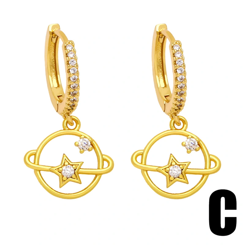 New star moon zircon earrings European and American simple planet earrings high-end Internet celebrity earrings era307