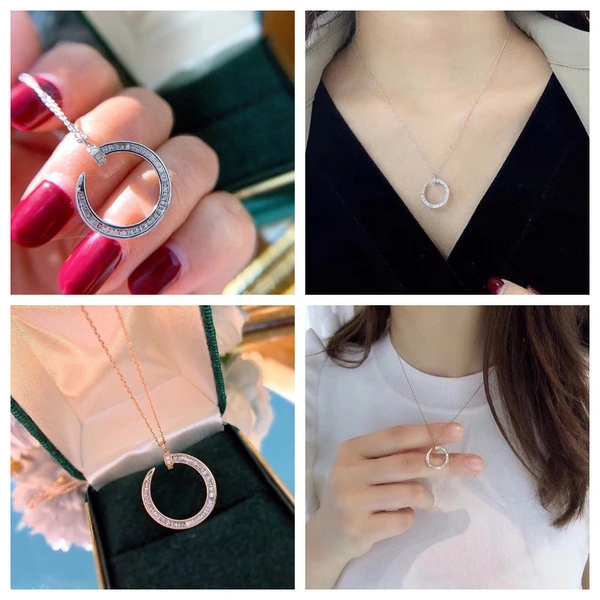 Fashion celebrity celebrity same style micro-inlaid zircon nail necklace high-end necklace creative personality pendant
