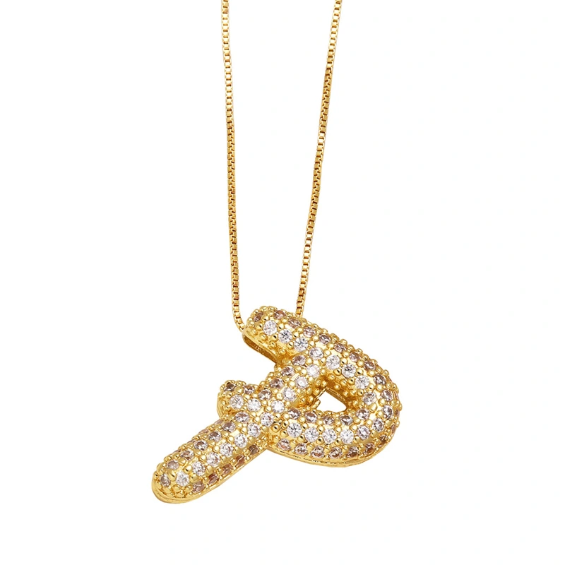 AS jewelry new hot selling writing full zirconium 26 English letters pendant necklace clavicle chain nkz14