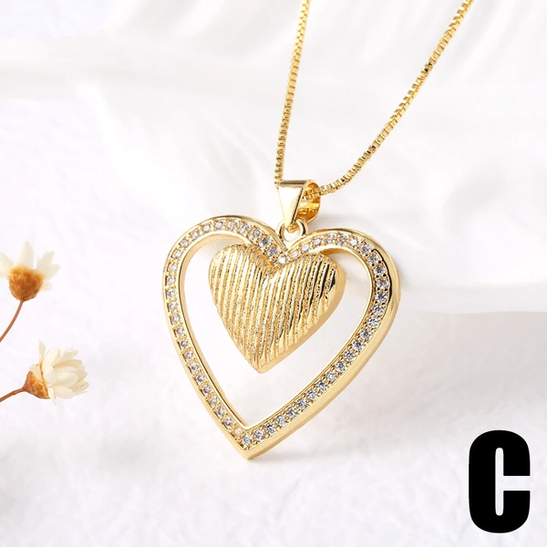 AS jewelry new hot selling full zircon gold-plated love heart pendant necklace nkb220 necklace