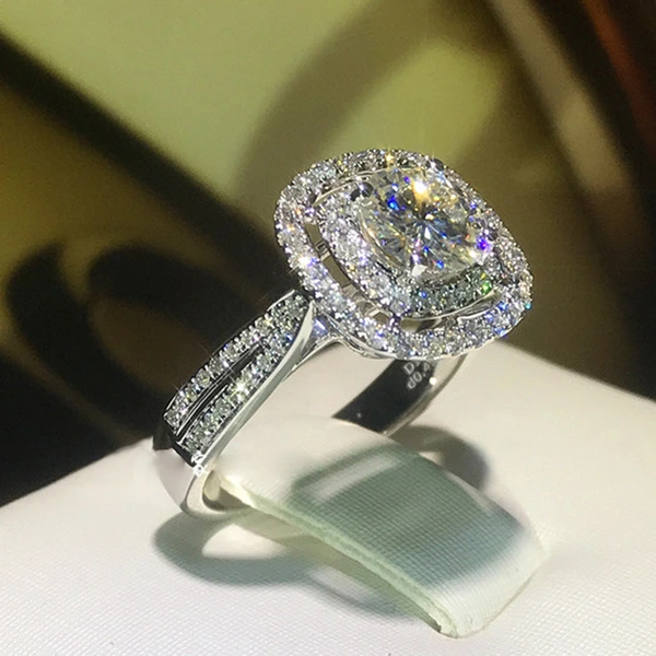 New wedding ring classic four-claw inlaid zircon engagement ring women's bridal evening ring