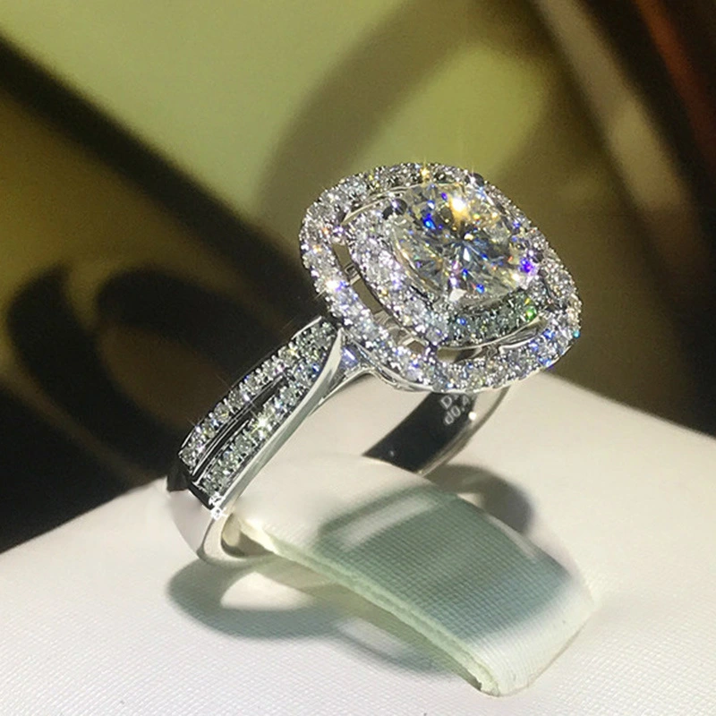 New wedding ring classic four-claw inlaid zircon engagement ring women's bridal evening ring