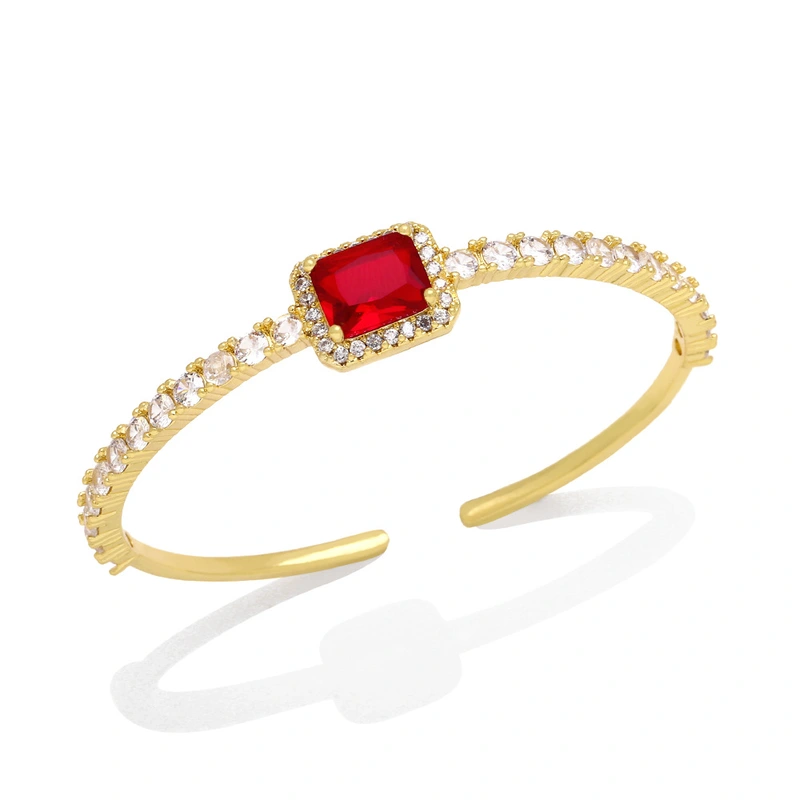 Light luxury super flash zircon bracelet niche design square diamond cold style exquisite open bracelet female trend brj69