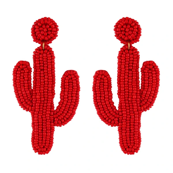 Clearance sale hot selling rice bead earrings personality Bohemian cactus sewn rice bead earrings err16