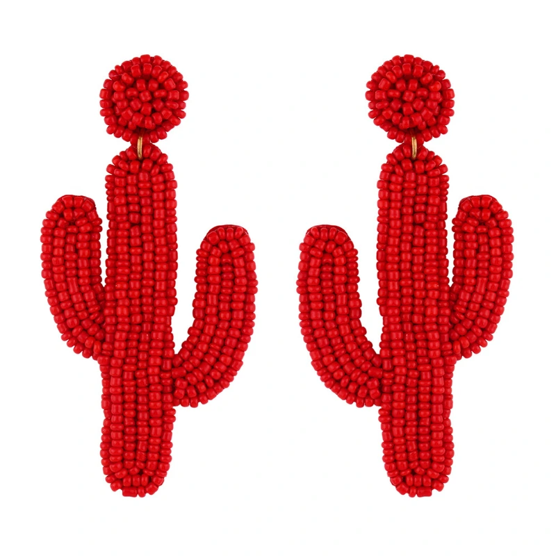 Clearance sale hot selling rice bead earrings personality Bohemian cactus sewn rice bead earrings err16