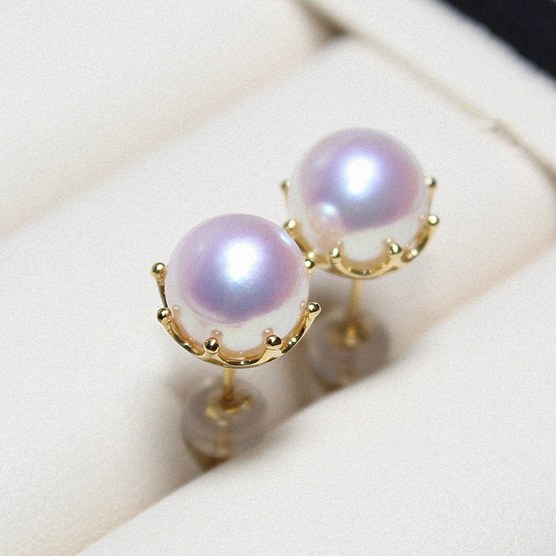 Classic minimalist imitation pearl earrings Japanese round retro Hepburn style earrings temperament princess style earrings