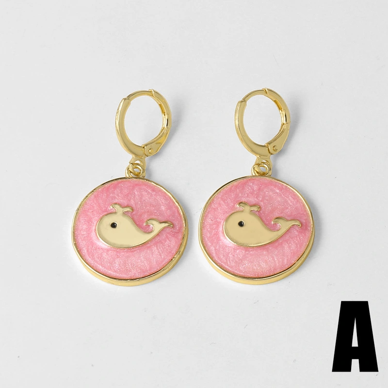 AS jewelry Europe and the United States hot selling ocean wind oil whale pendant earrings copper plated 18k gold earrings era283