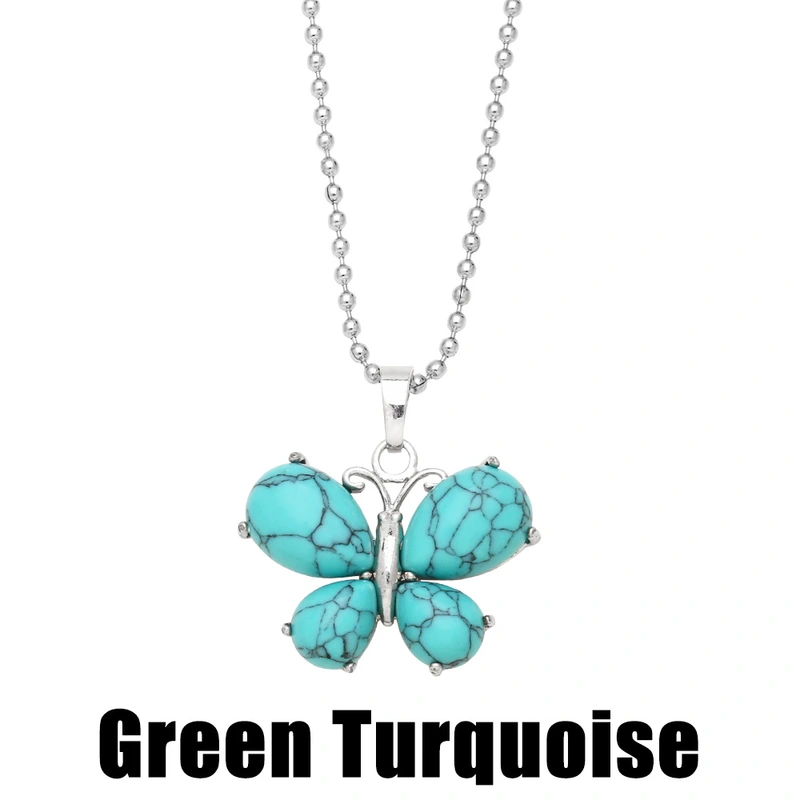 Crystal agate butterfly necklace for women 2023 new European and American hot selling pendant necklace wholesale nkb612