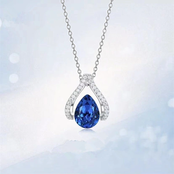 New pendant classic royal blue teardrop pear-shaped necklace elegant ladies Valentine's Day gift wholesale