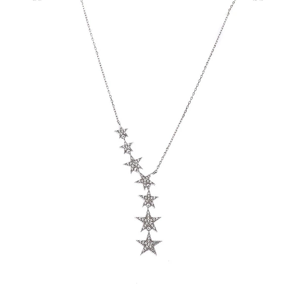 Korean version of the Big Dipper necklace for women, micro-inlaid zircon and five-pointed star clavicle necklace, elegant necklace