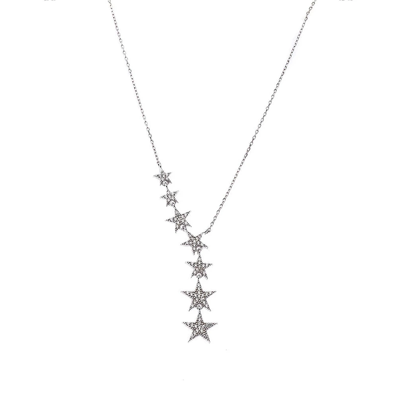 Korean version of the Big Dipper necklace for women, micro-inlaid zircon and five-pointed star clavicle necklace, elegant necklace