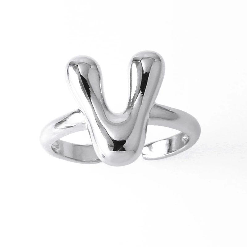 AS jewelry European and American hot selling 26 English letters ring female copper plated 18k gold open ring rih05