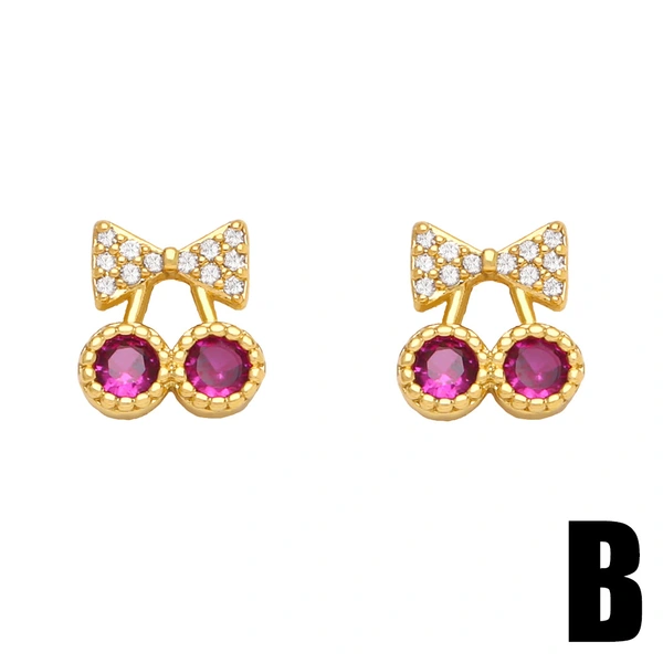 Colored zirconium geometric heart earrings earrings for women European and American fashion simple style Internet celebrity retro snake earrings era014