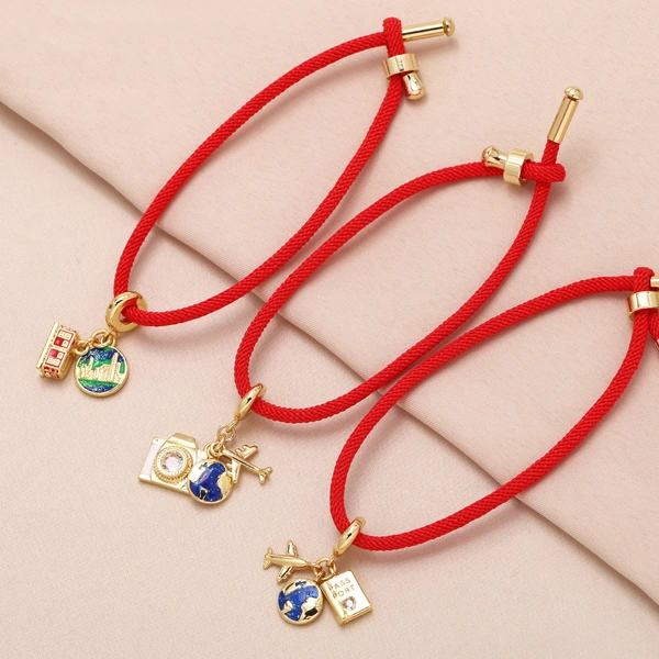 AS jewelry red bracelet gold-plated oil drop earth camera travel bracelet bre02