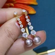 Fashionable diamond pearl earrings, high-end luxury Korean Internet celebrity earrings, long wedding date earrings