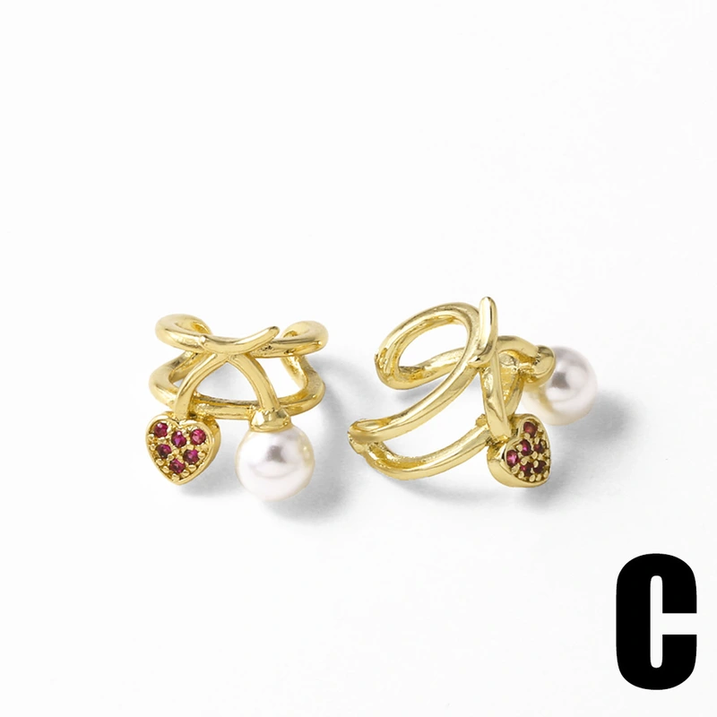 AS jewelry new hot-selling style fruit cherry ear bone clip copper plated 18k gold earrings ear clip era302