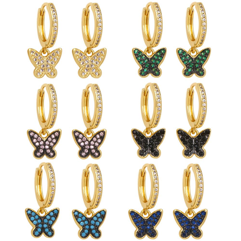 Hot selling fashionable and simple butterfly earrings earrings with diamonds niche design all-match earrings eru60